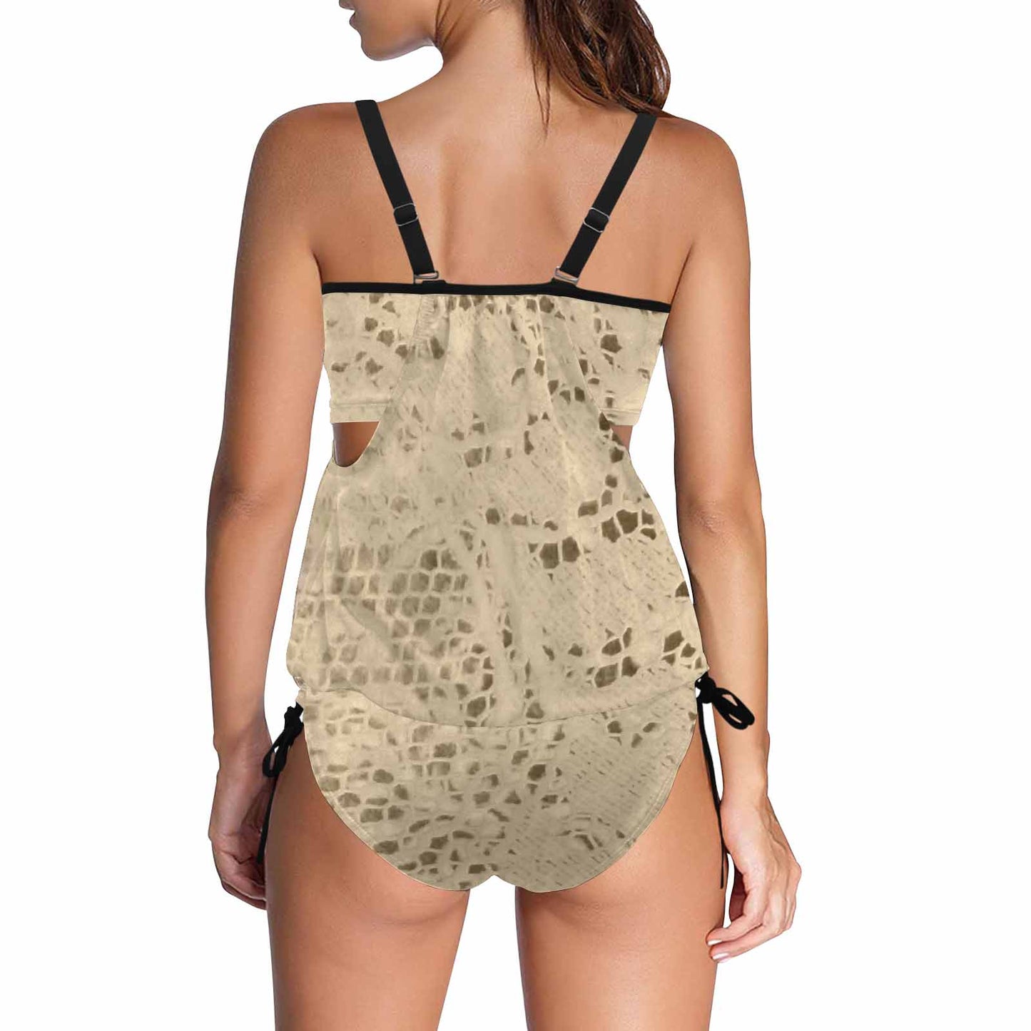 Tankini cover belly swim wear, Printed Victorian lace design 26
