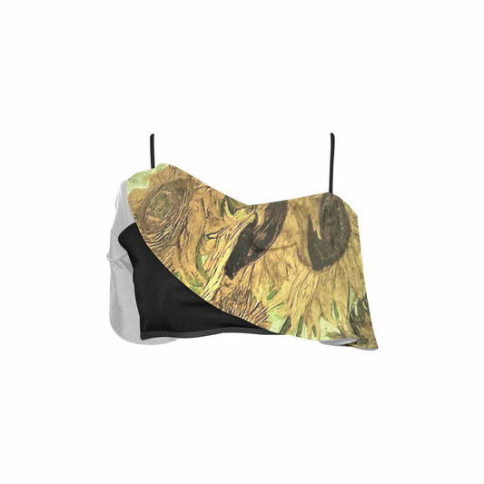 Vintage floral flounce bikini top, Design 48x