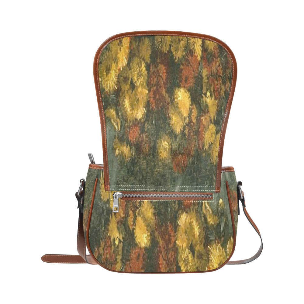 Vintage floral handbag, Design 28 Model 1695341 Saddle Bag/Large (Model 1649)