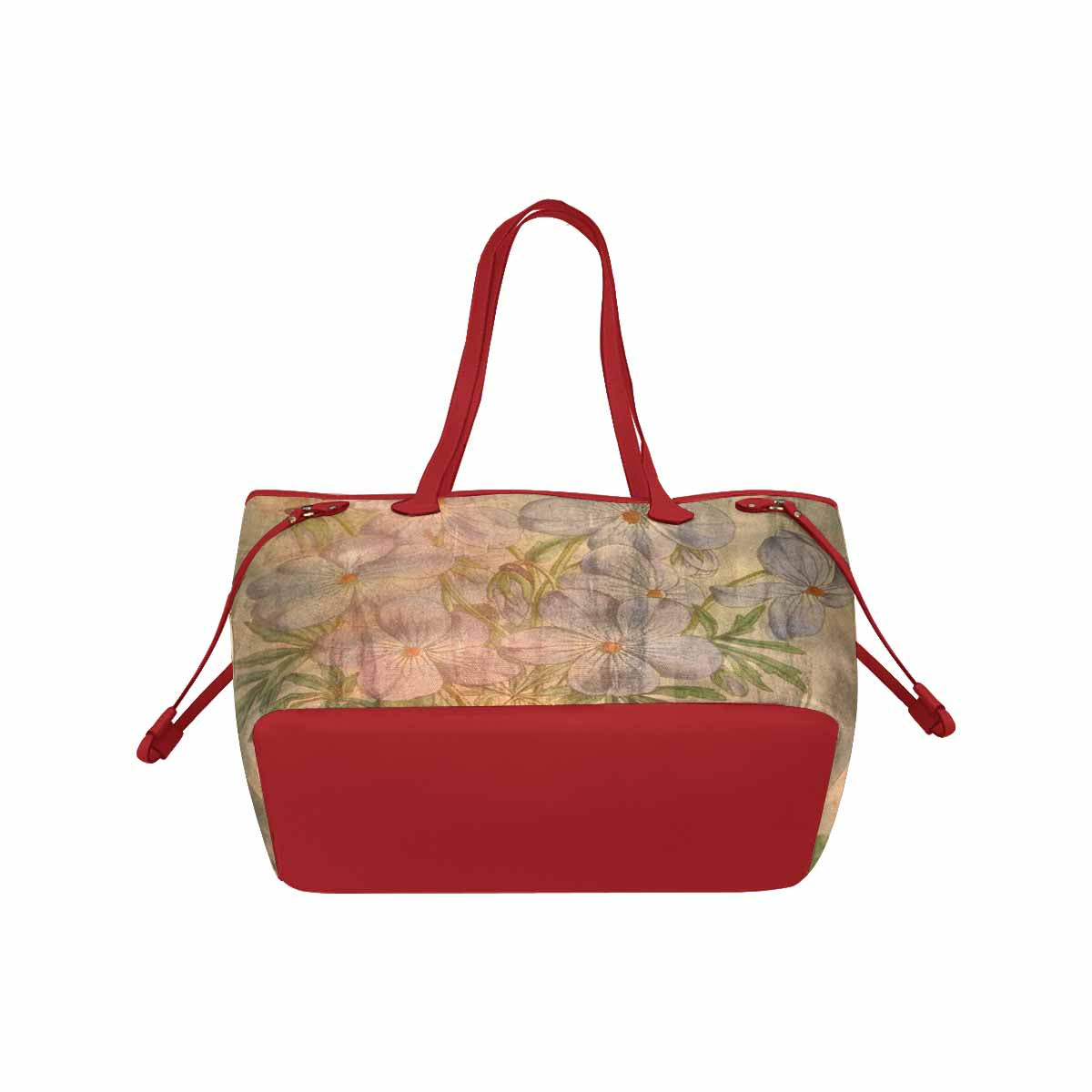 Vintage Floral Handbag, Classic Handbag, Mod 1695361 Design 13xx, RED TRIM