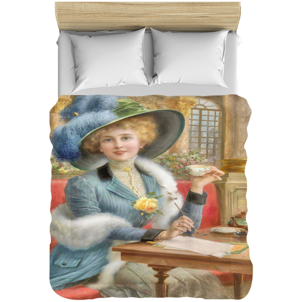 Victorian lady design comforter, twin, twin XL, queen or king, ELEGANT LADY