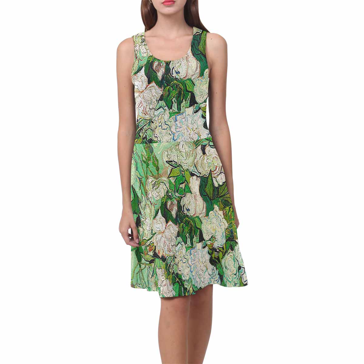 Vintage floral short summer flare dress,  XS to 3XL plus size, model D09534 Design 45
