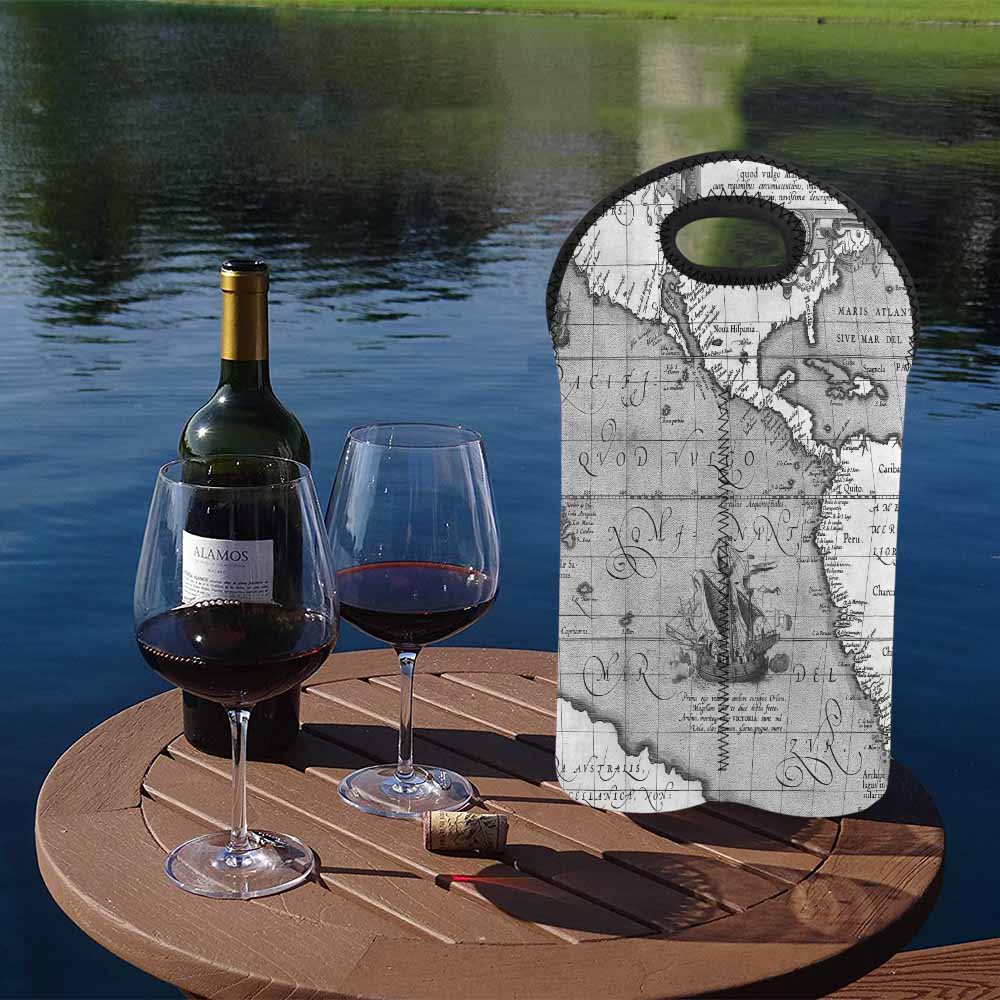 2 Bottle Antique map wine bag,Design 44