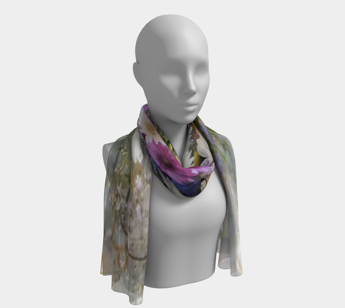 Vintage floral RECTANGLE satin charmeuse scarf, Design 02
