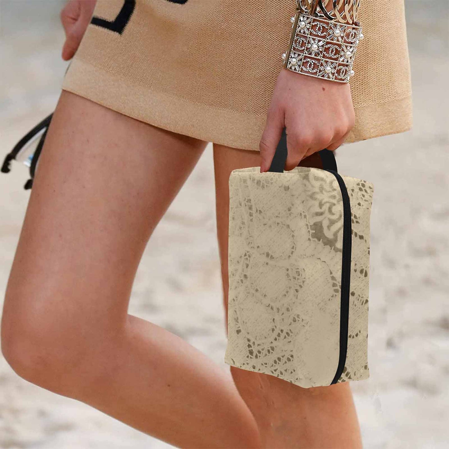 Victorian lace print toiletry comestic bag, design 26