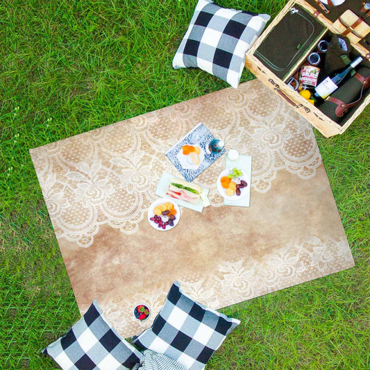 Victorian lace print waterproof picnic mat, 69 x 55in, design 30