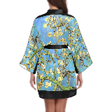 Vintage Floral Kimono Robe, Black or White Trim, Sizes XS to 2XL, Design 20
