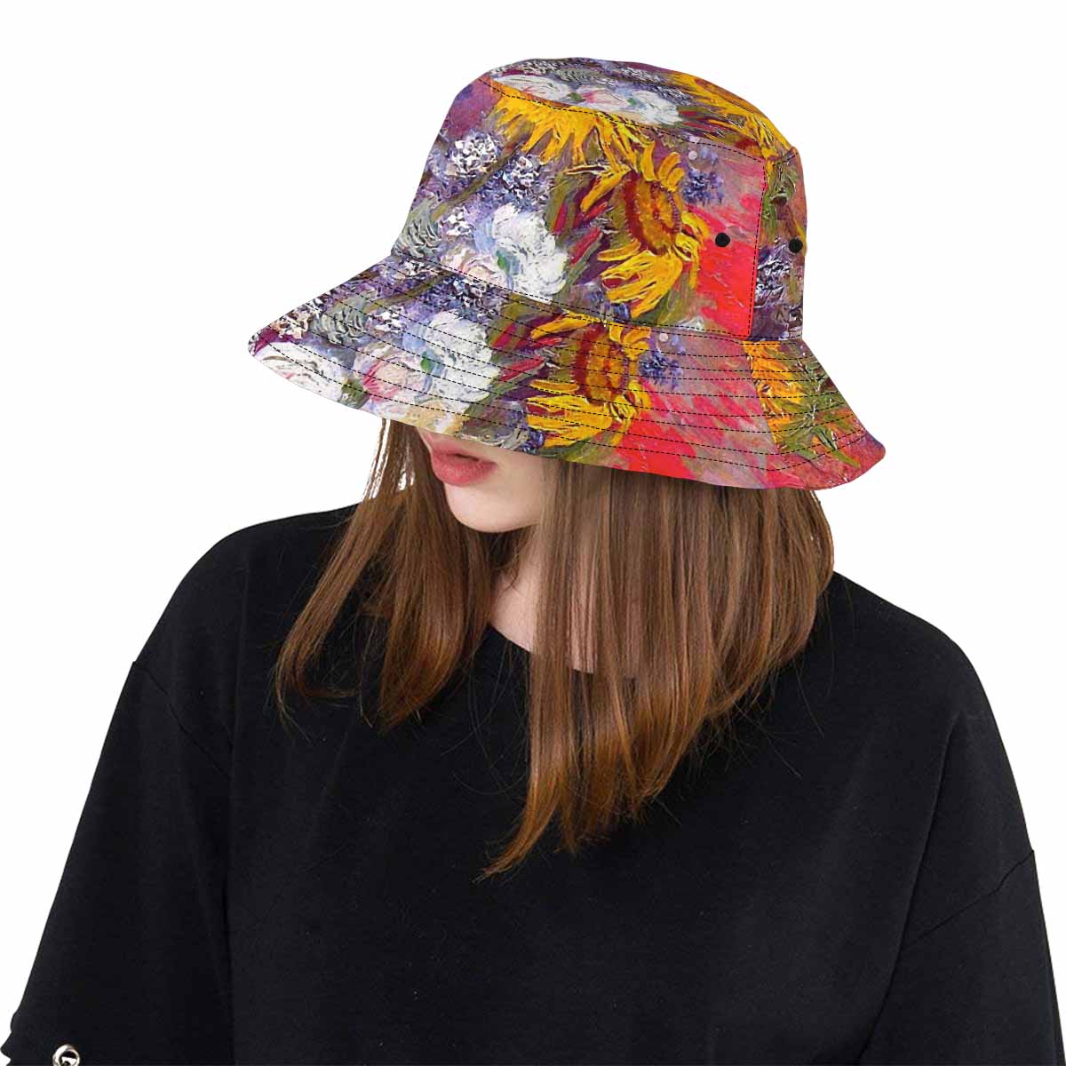 Vintage floral unisex bucket boonie Hat, outdoors hat, Design 54