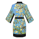Vintage Floral Kimono Robe, Black or White Trim, Sizes XS to 2XL, Design 20