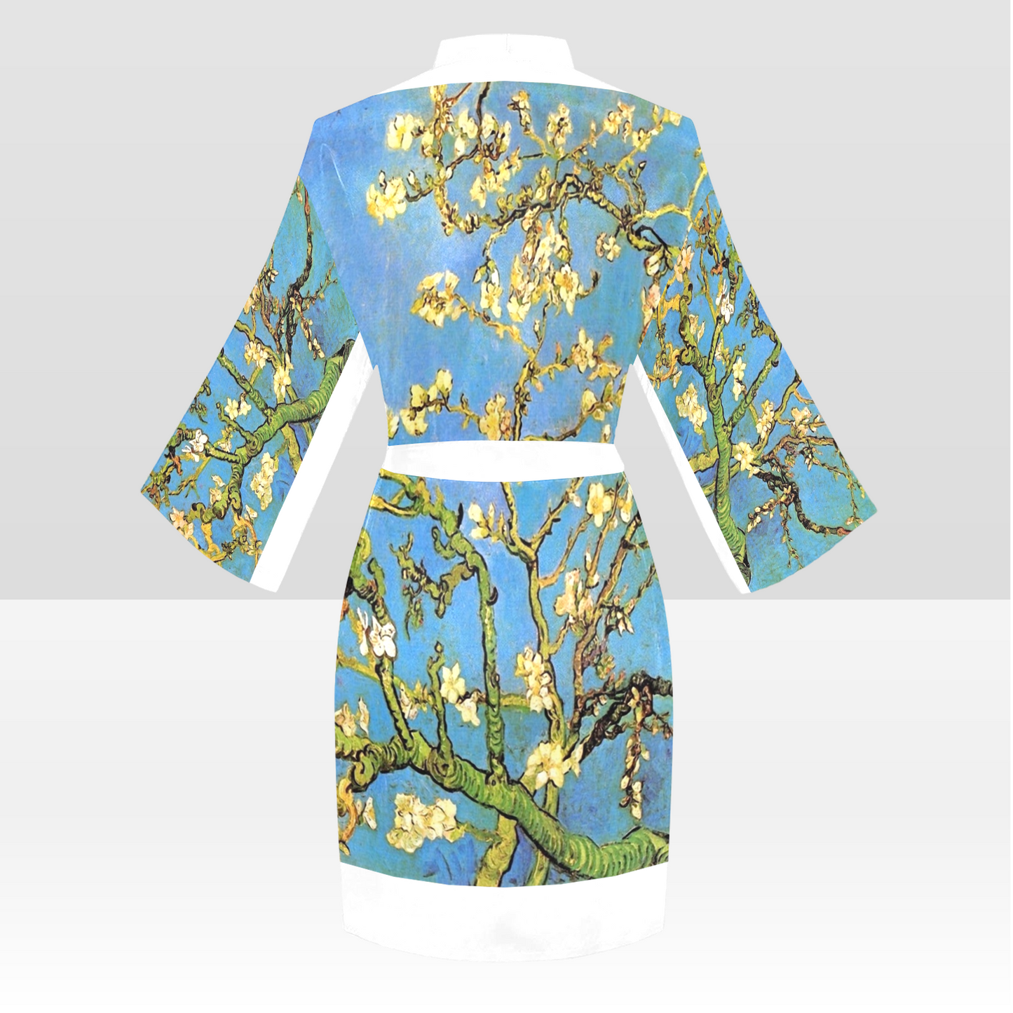 Vintage Floral Kimono Robe, Black or White Trim, Sizes XS to 2XL, Design 20