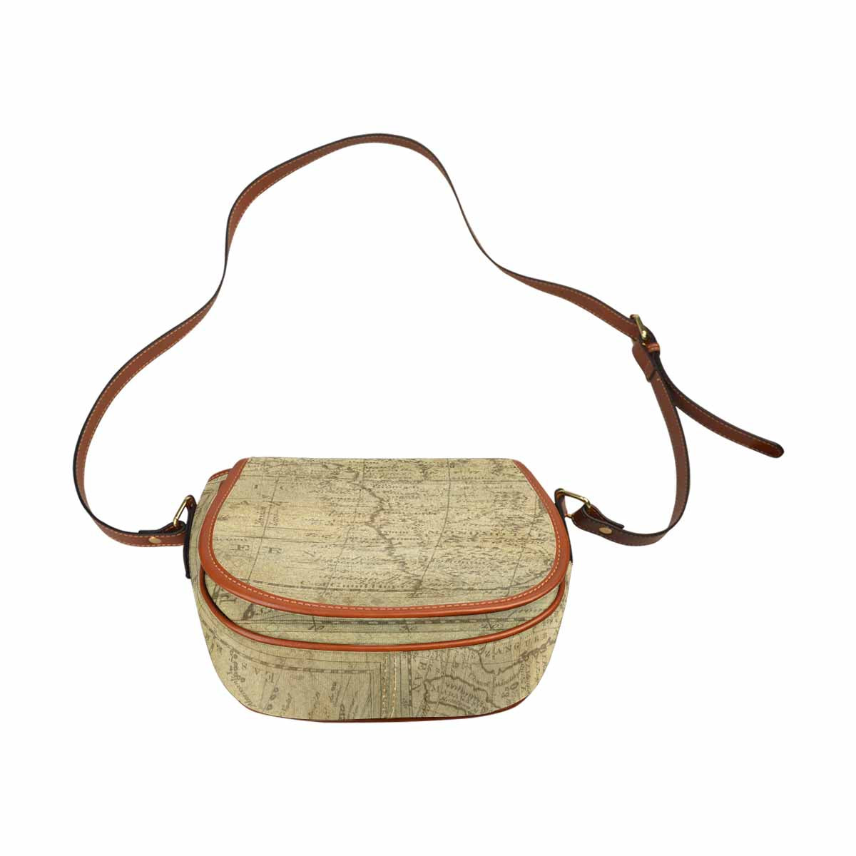 Antique Map design Handbag, saddle bag, Design 1