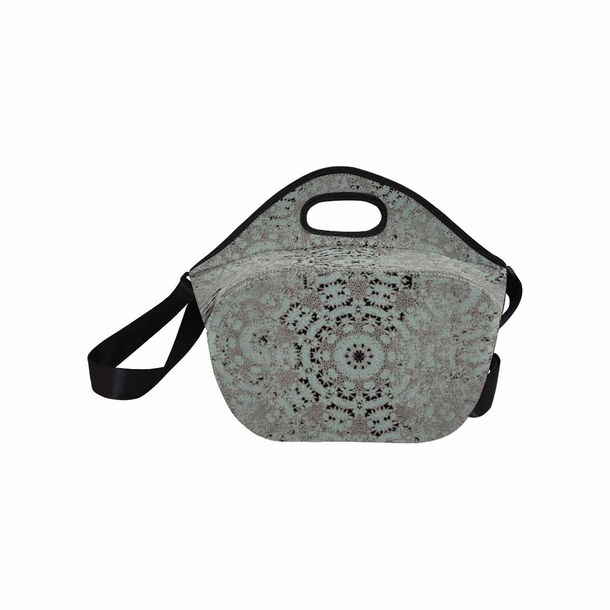 Victorian lace print insulated lunch bag, design 51