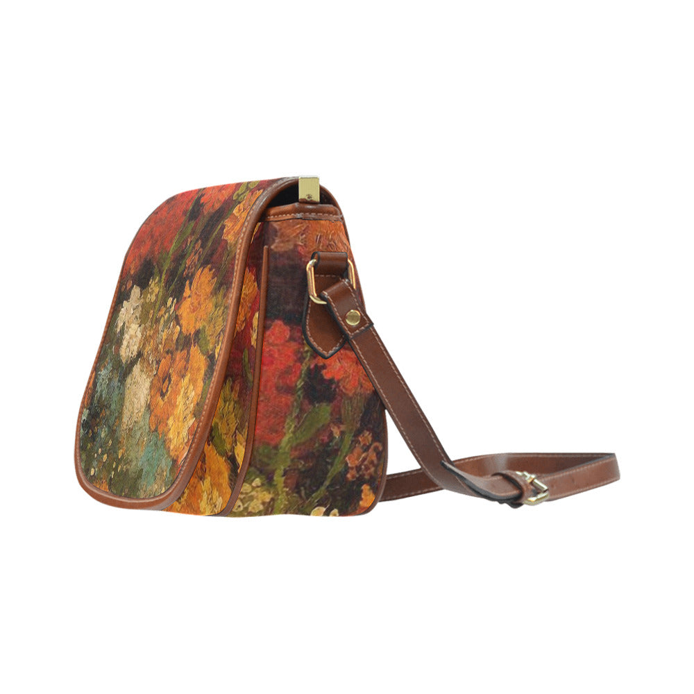 Vintage floral handbag, Design 31 Model 1695341 Saddle Bag/Large (Model 1649)