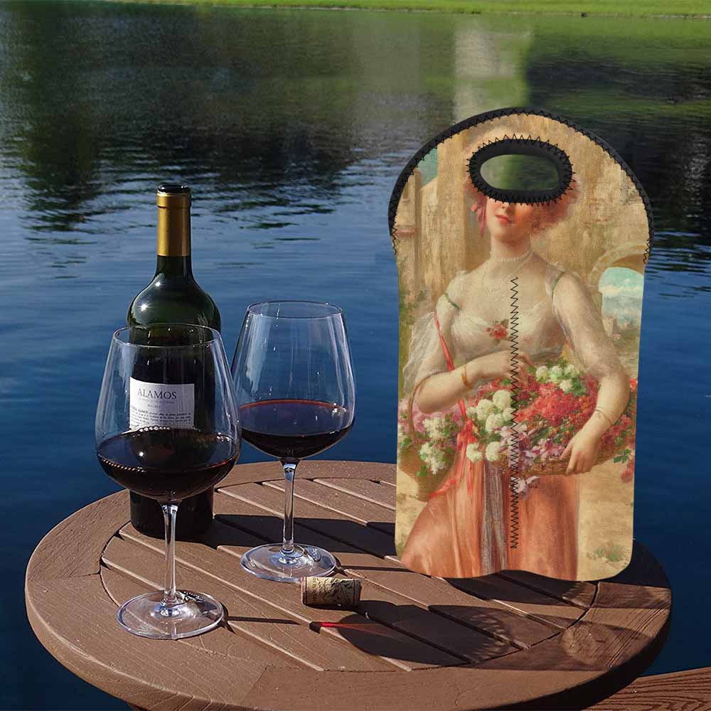 Victorian lady design 2 Bottle wine bag, Roses