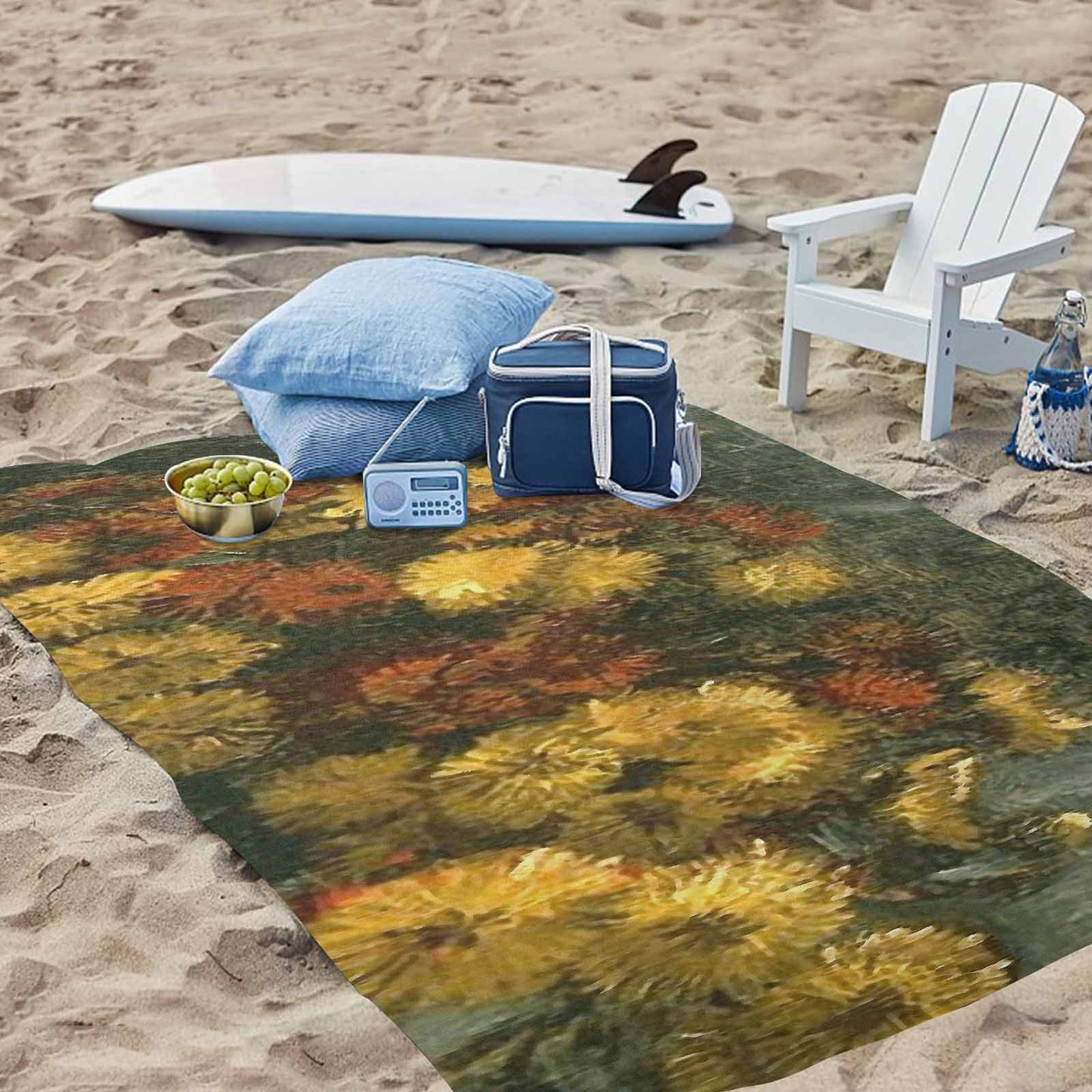 Vintage Floral waterproof picnic mat, 81 x 55in, Design 28