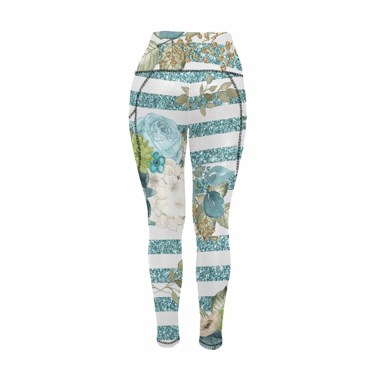 Floral 2, active wear leggings, outside surge, design 51
