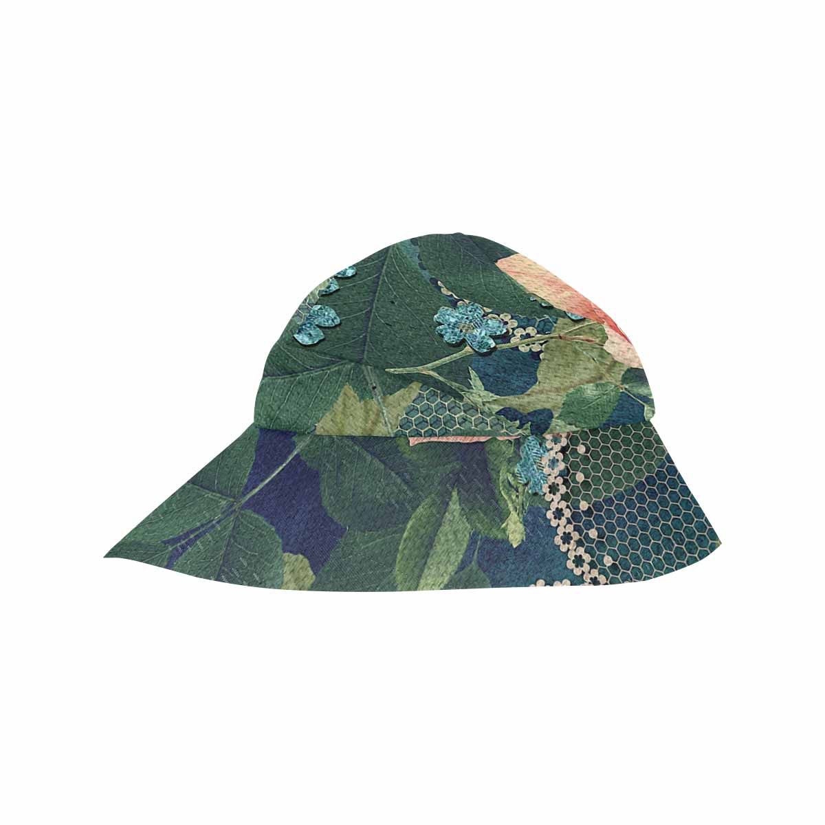 Victorian lace print, wide brim sunvisor Hat, outdoors hat, design 01