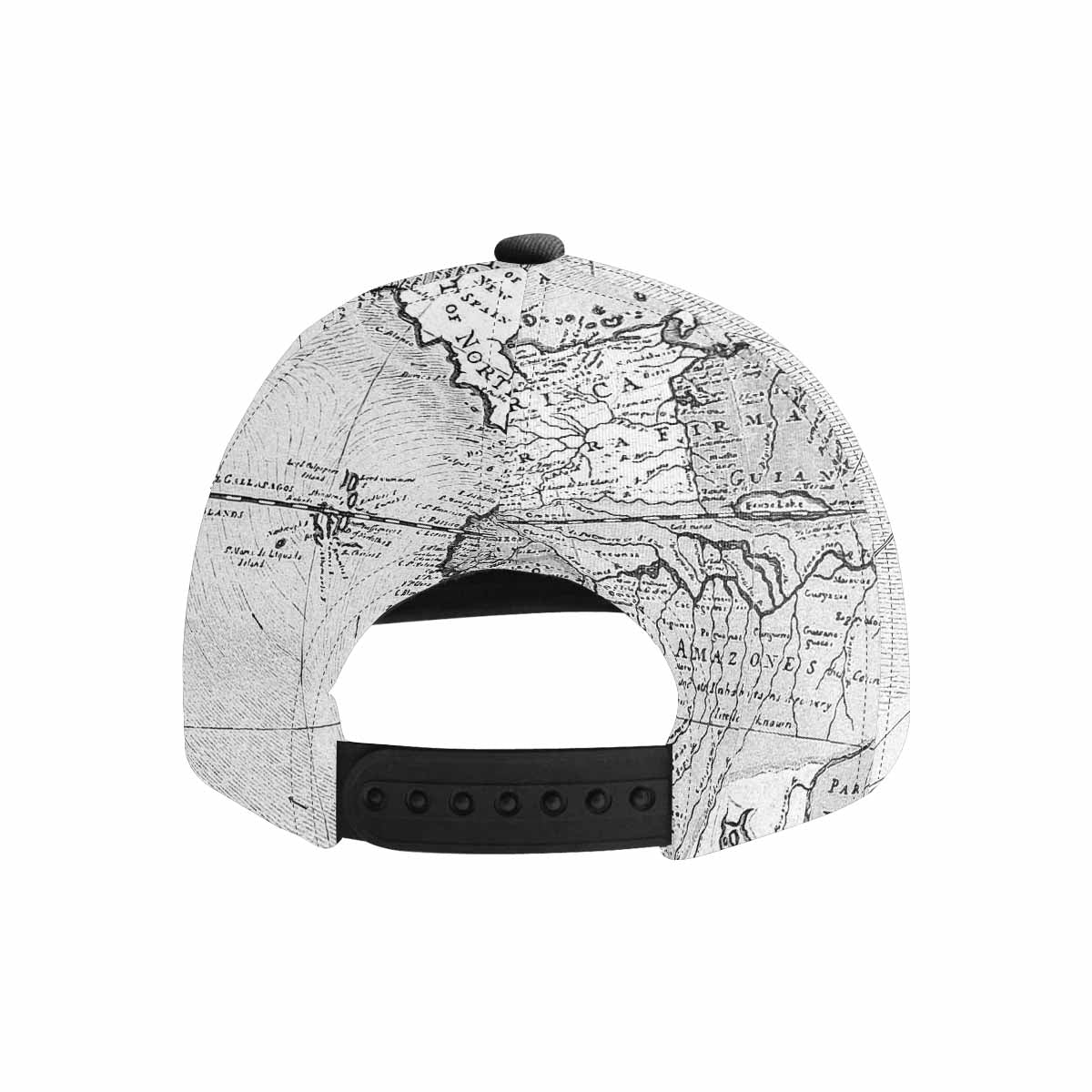 Antique Map design mens or womens deep snapback cap, trucker hat, Design 38