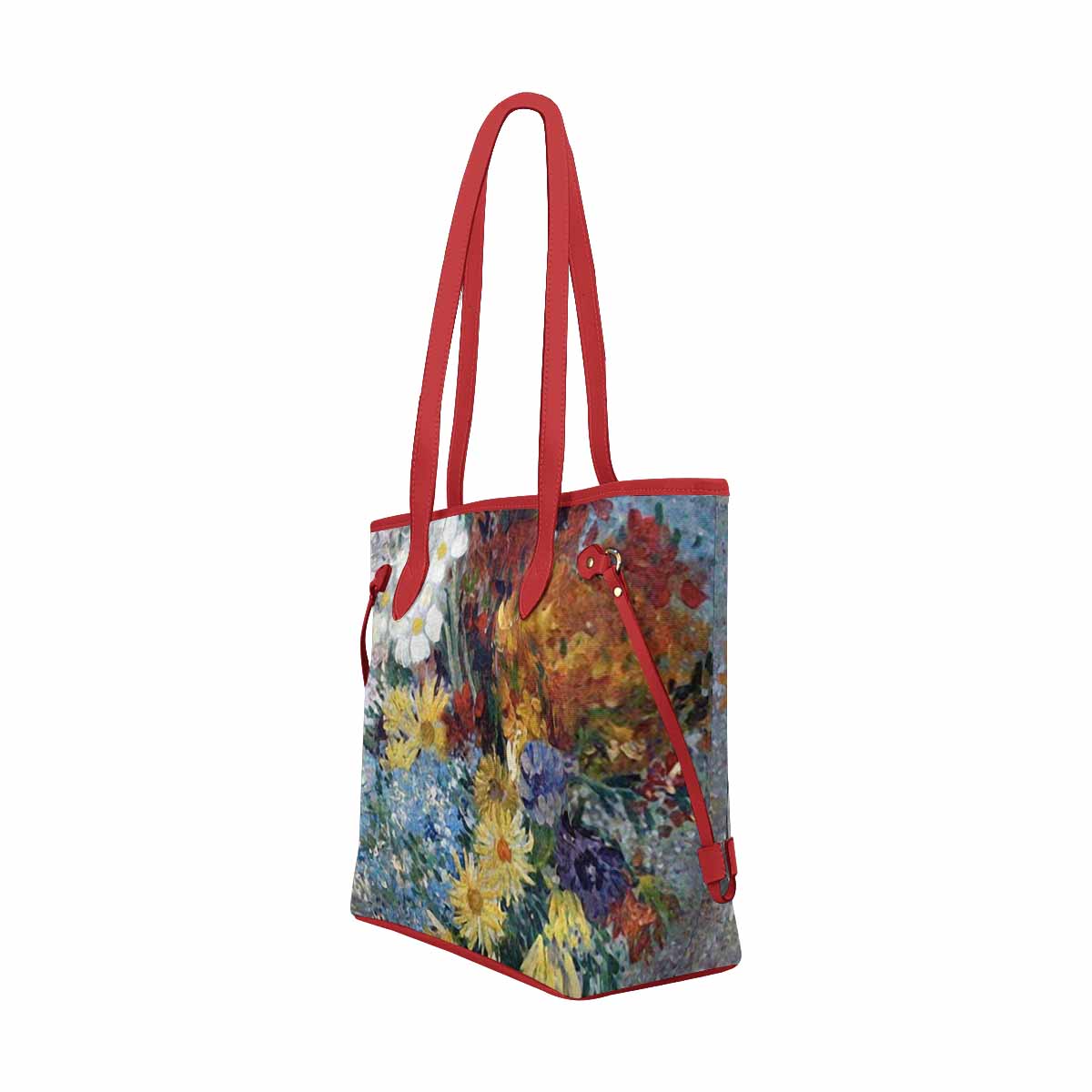 Vintage Floral Handbag, Classic Handbag, Mod 1695361 Design 41, RED TRIM