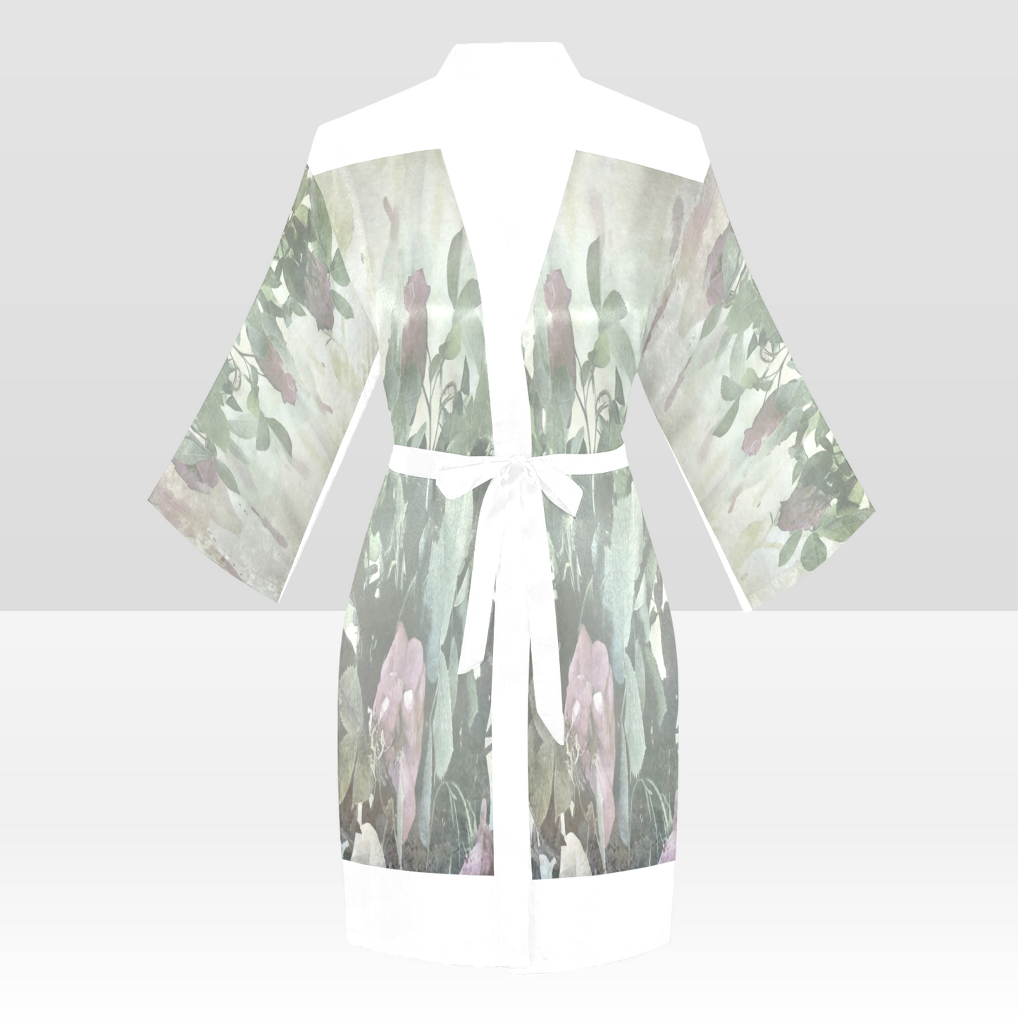 Vintage Floral Kimono Robe, Black or White Trim, Sizes XS to 2XL, Design 23
