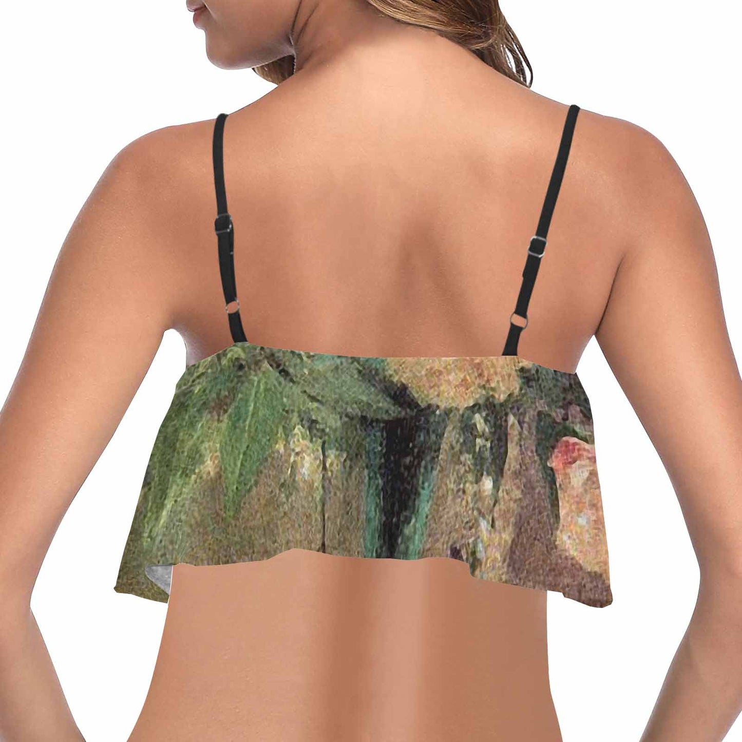 Vintage floral flounce bikini top, Design 29