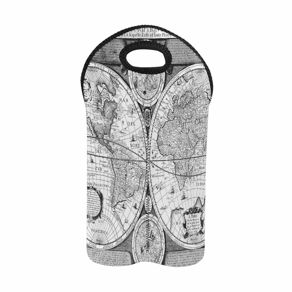 2 Bottle Antique map wine bag,Design 29