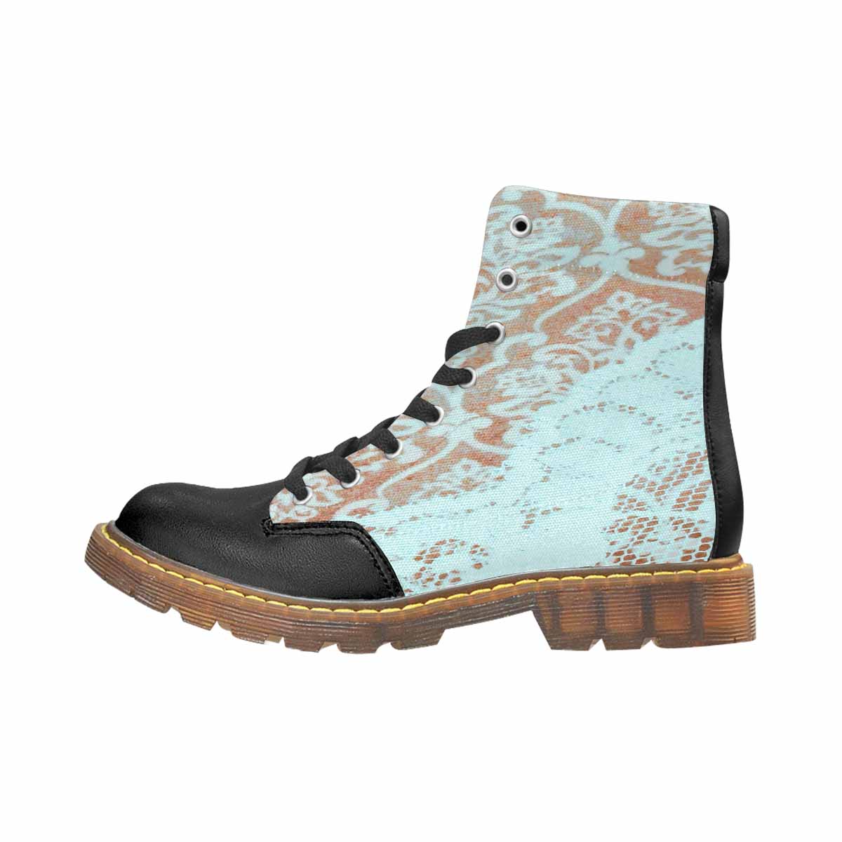 Victorian lace print, cute but tough, Winter walk about  boots, design 23
