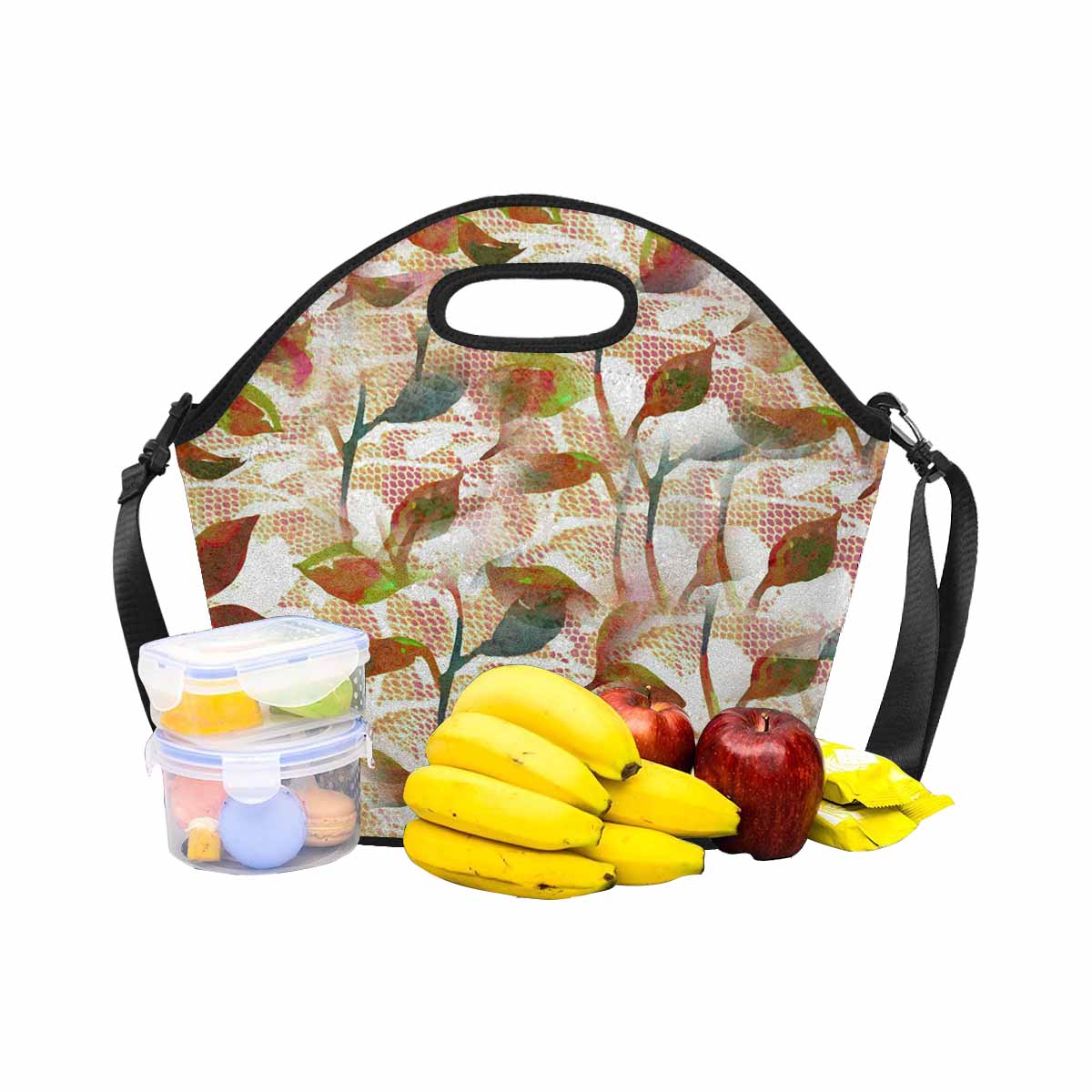 Victorian lace print insulated lunch bag, design 52