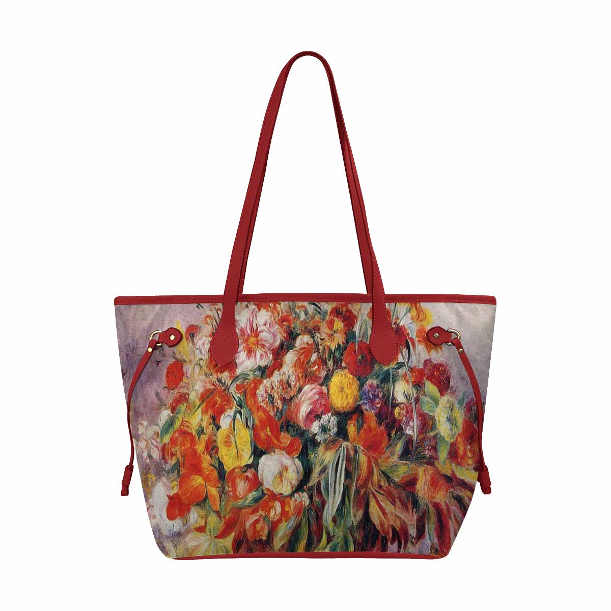 Vintage Floral Handbag, Classic Handbag, Mod 1695361 Design 19, RED TRIM