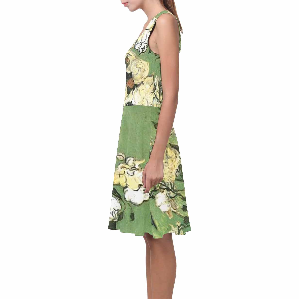 Vintage floral short summer flare dress,  XS to 3XL plus size, model D09534 Design 55