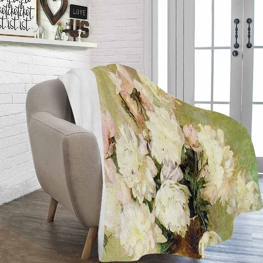 Vintage Floral BLANKET, LARGE 60 in x 80 in, Design 35 C50