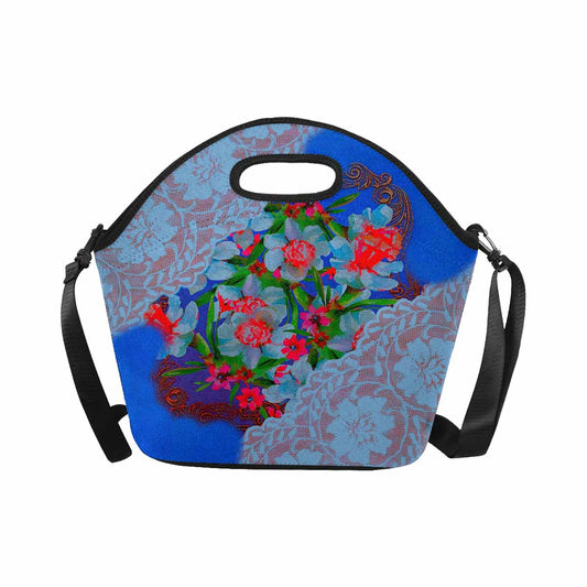 Victorian lace print insulated lunch bag, design 46