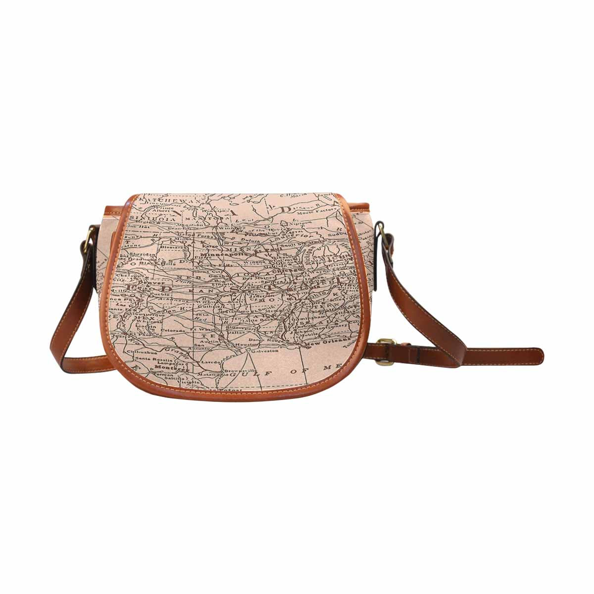 Antique Map design Handbag, saddle bag, Design 53
