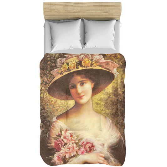 Victorian lady design comforter, twin, twin XL, queen or king, The Fancy Bonnet