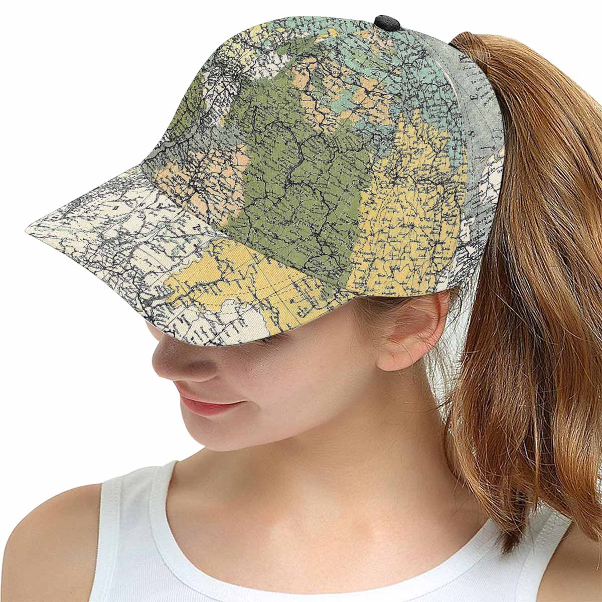 Antique Map design mens or womens deep snapback cap, trucker hat, Design 18