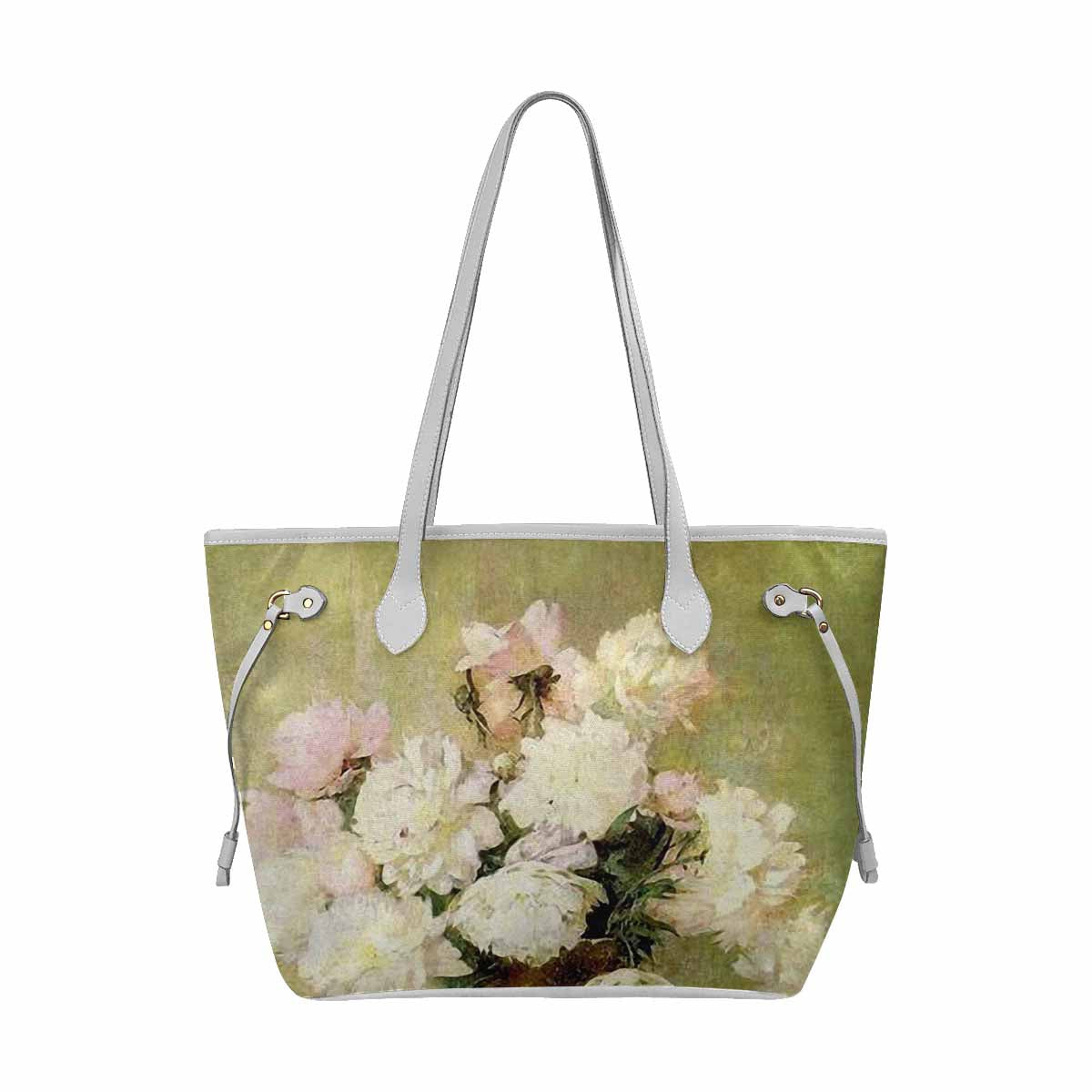 Vintage Floral Handbag, Classic Handbag, Mod 1695361 Design 35 WHITE TRIM