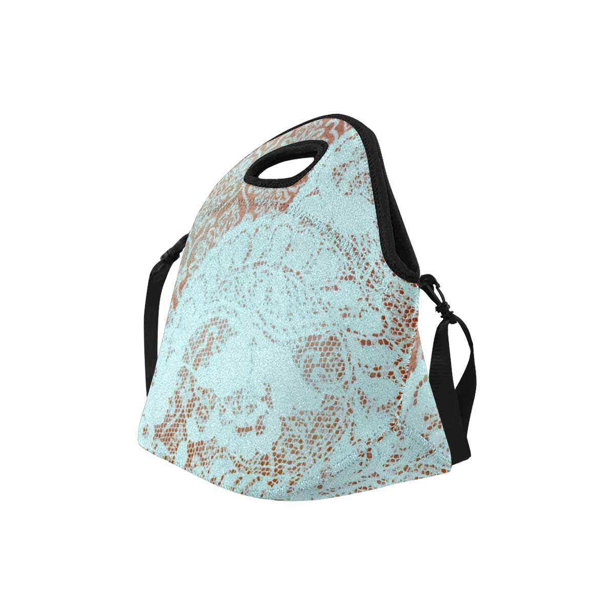 Victorian lace print insulated lunch bag, design 23