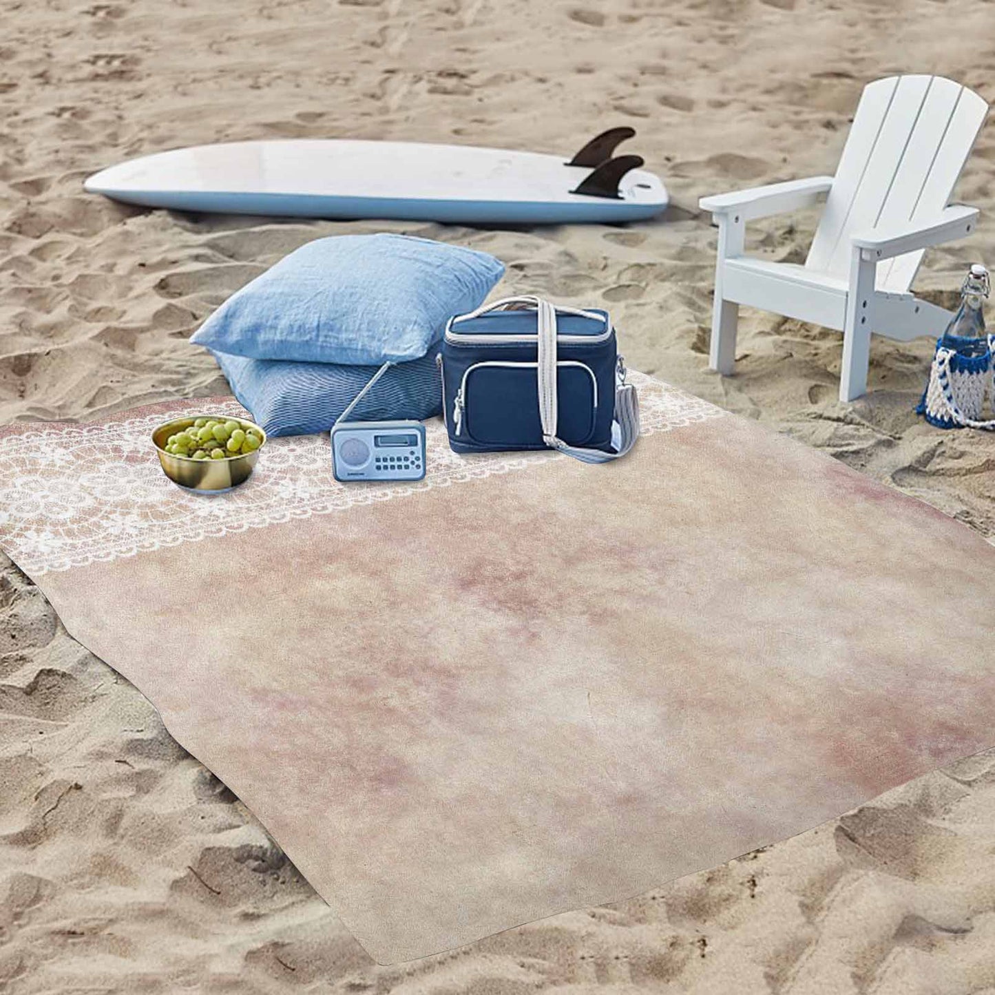 Victorian lace print waterproof picnic mat, 69 x 55in, design 35