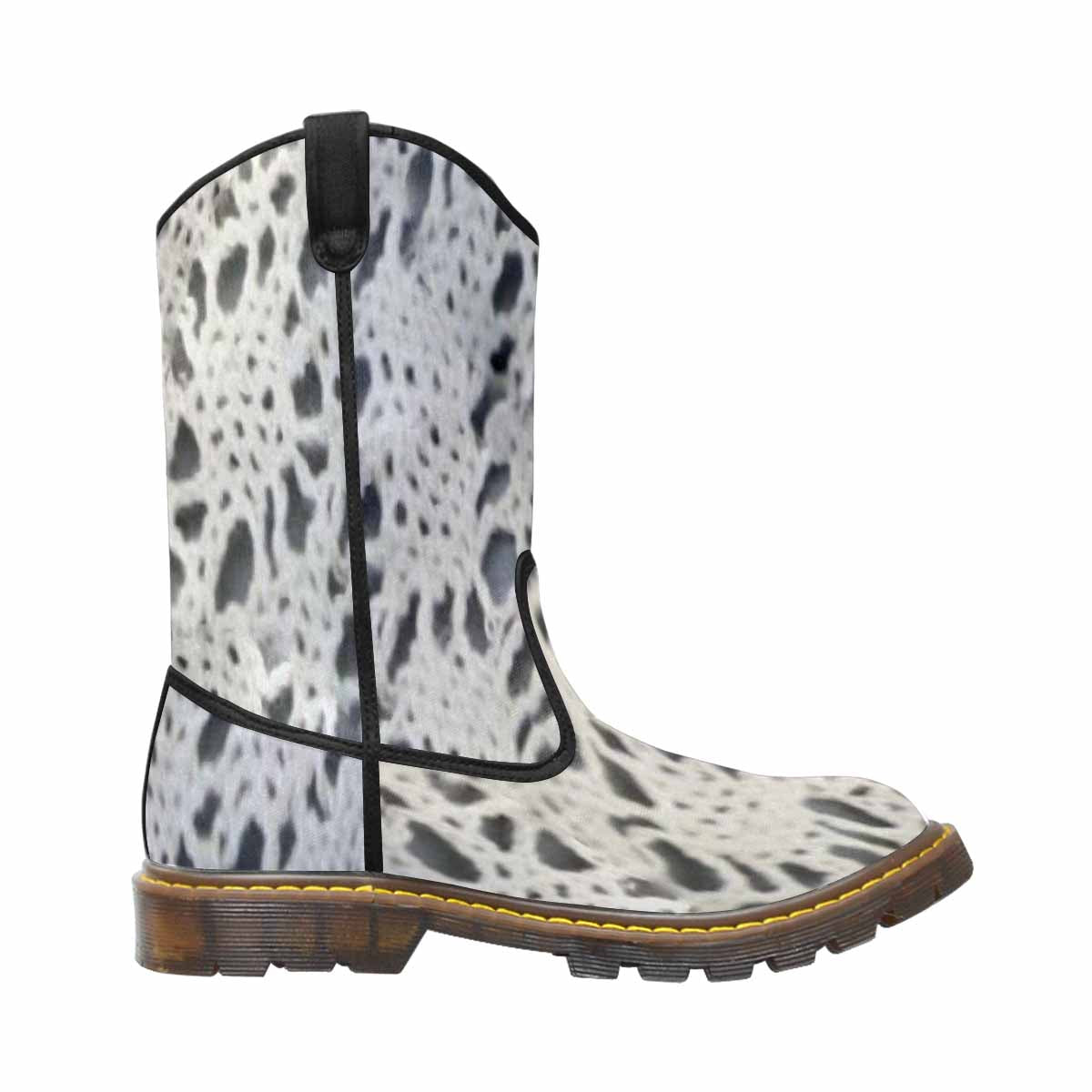 Victorian lace print, western lumber boots, design 12