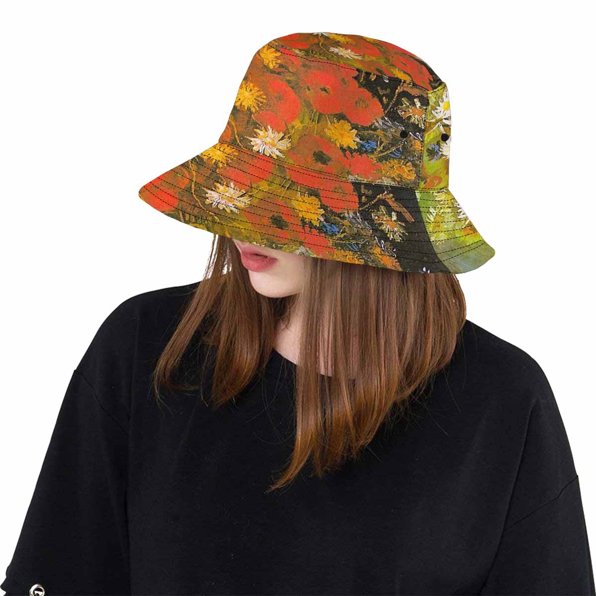 Vintage floral unisex bucket boonie Hat, outdoors hat, Design 60