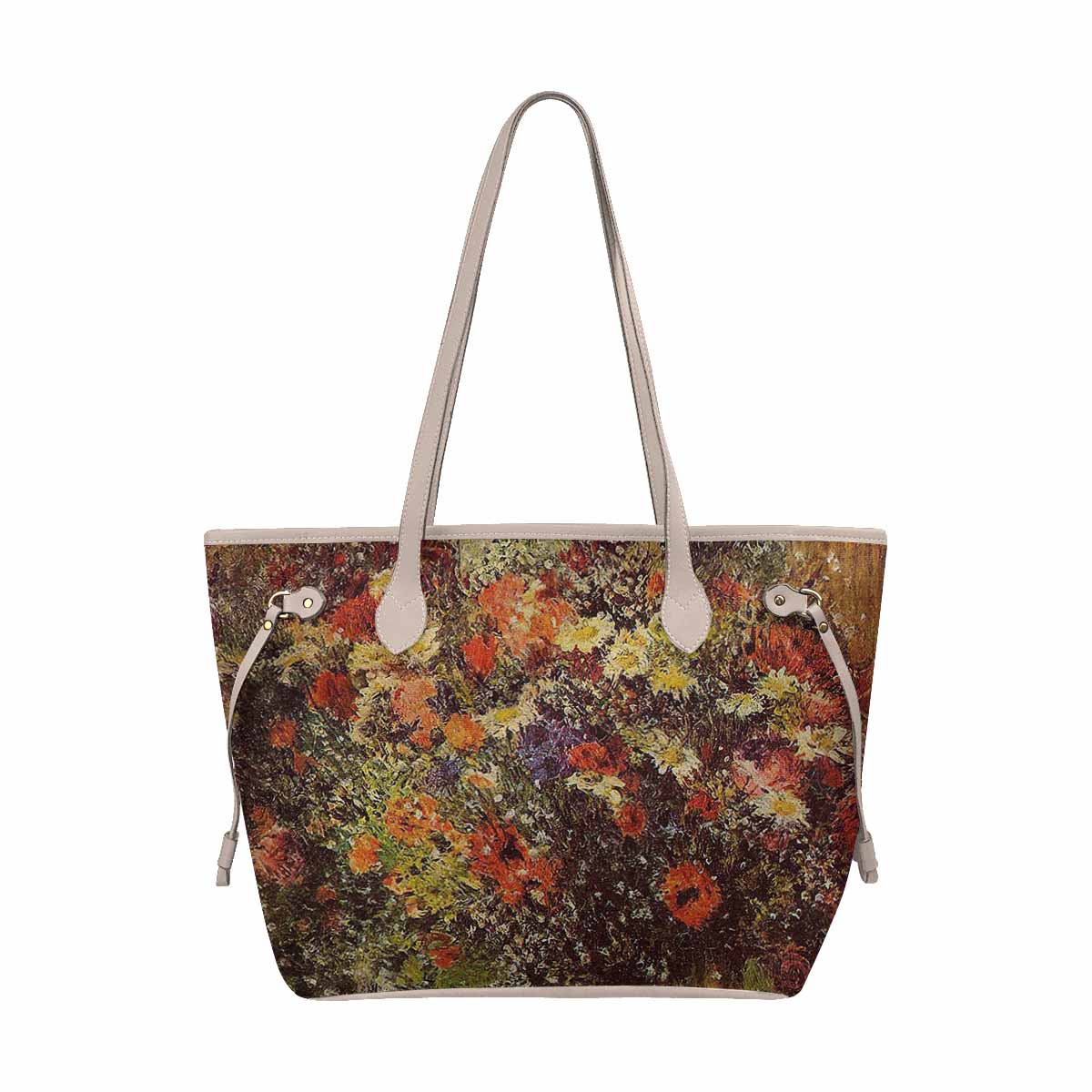 Vintage Floral Handbag, Classic Handbag, Mod 1695361 Design 24, BEIGE/TAN TRIM