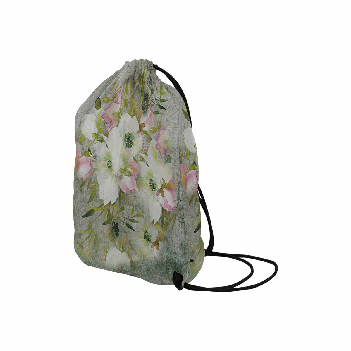 Vintage Floral print, DRAWSTRING BAG, MEDIUM, Design 03