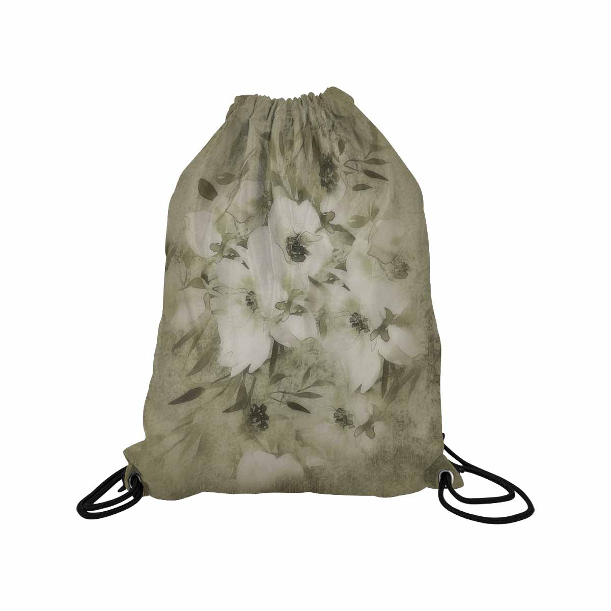 Vintage Floral print, DRAWSTRING BAG, MEDIUM, Design 03x