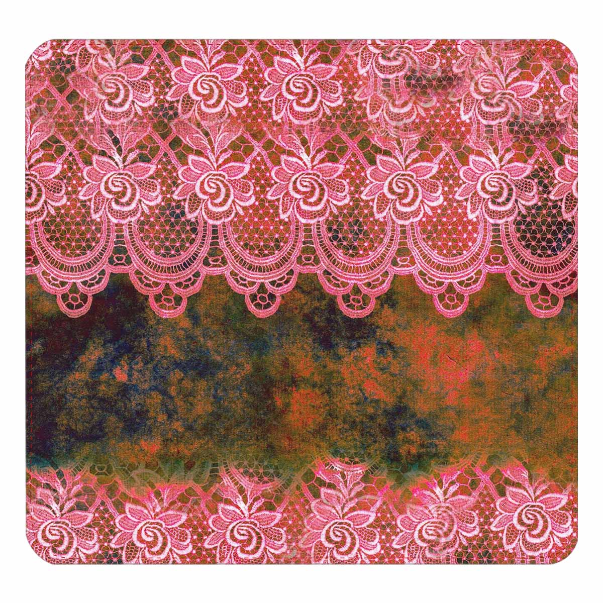 Victorian lace print womens wallet, clutch purse, red trim, design 32