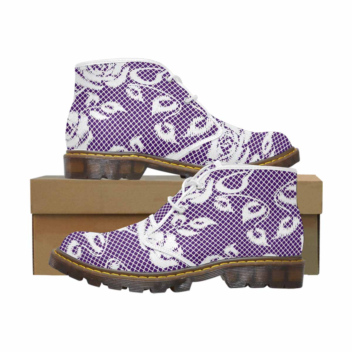 Lace Print, Cute comfy womens Chukka boots, design 18