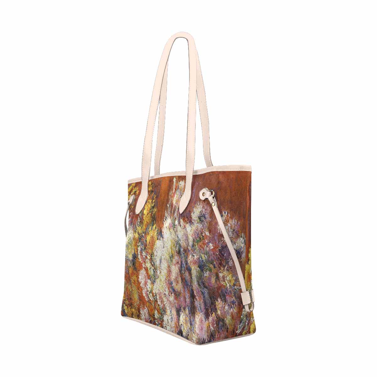 Vintage Floral Handbag, Classic Handbag, Mod 1695361 Design 57, BEIGE/TAN TRIM