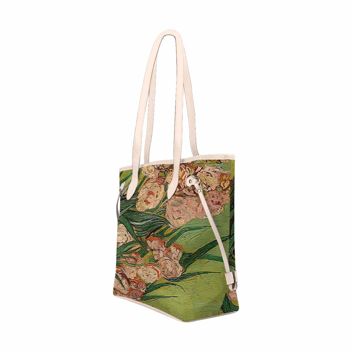 Vintage Floral Handbag, Classic Handbag, Mod 1695361 Design 09, BEIGE/TAN TRIM