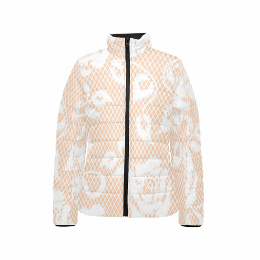 Victorian Lace print womens padded quilted jacket, design 16
