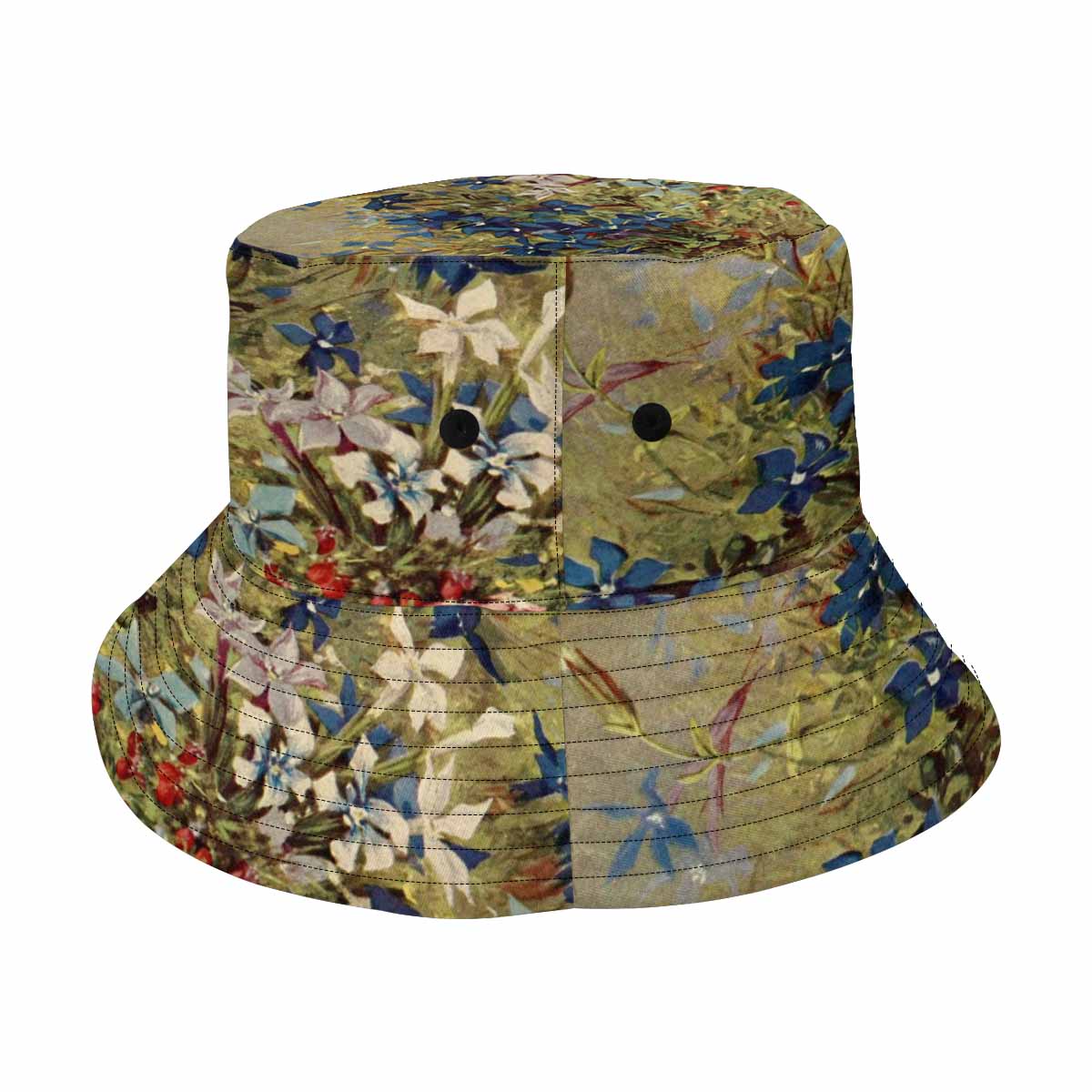 Vintage floral unisex bucket boonie Hat, outdoors hat, Design 39