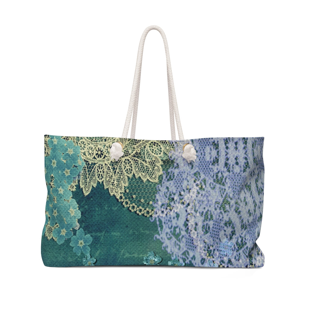 Victorian lace print weekender bag, large, design 05